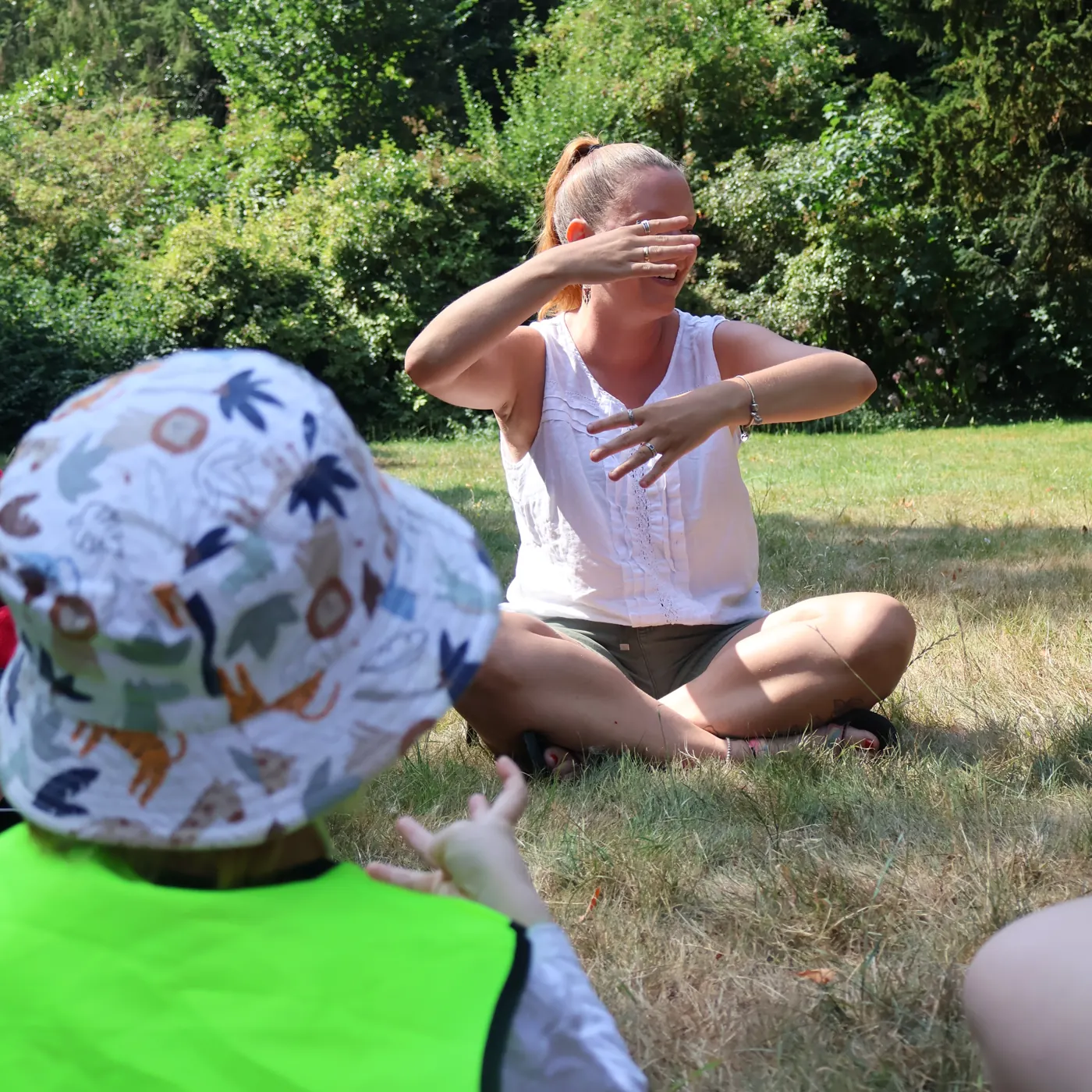 Children joining a forest school activity at Midsomer Norton